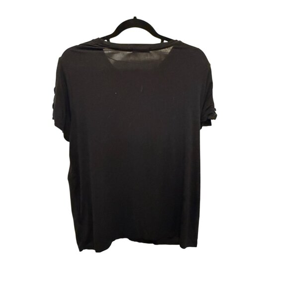 Emerette Black Short-Sleeve Top W/ Lace-Up Arm Detail - Picture 5 of 6